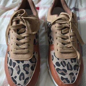 Leopard Print Sneakers with Tan and Brown Accents
